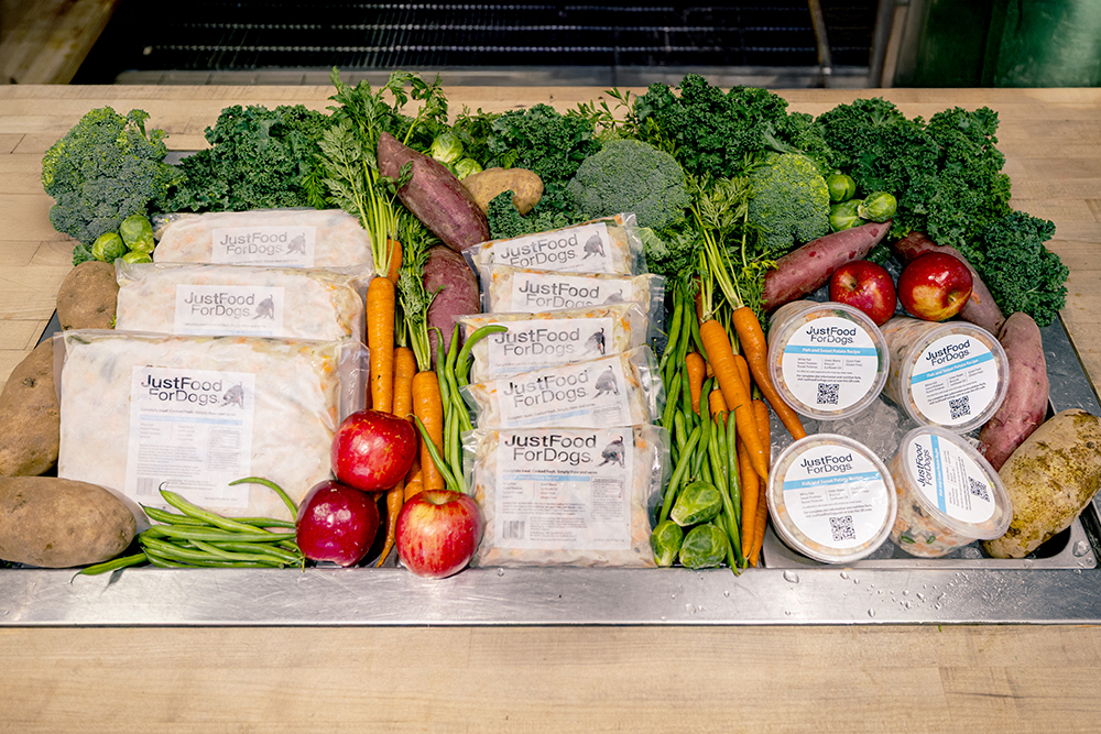 display of fresh dog food