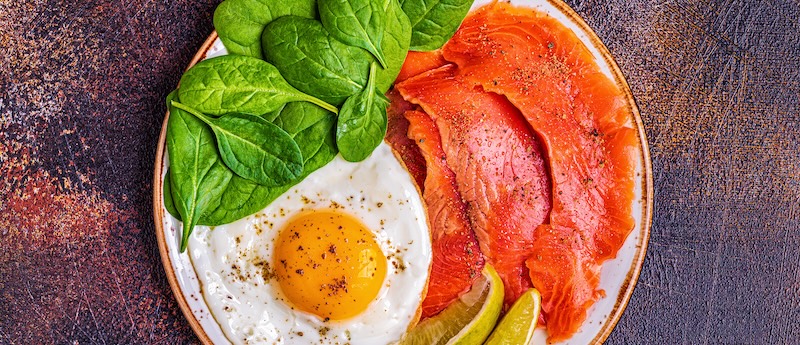 Eggs, spinach and salmon