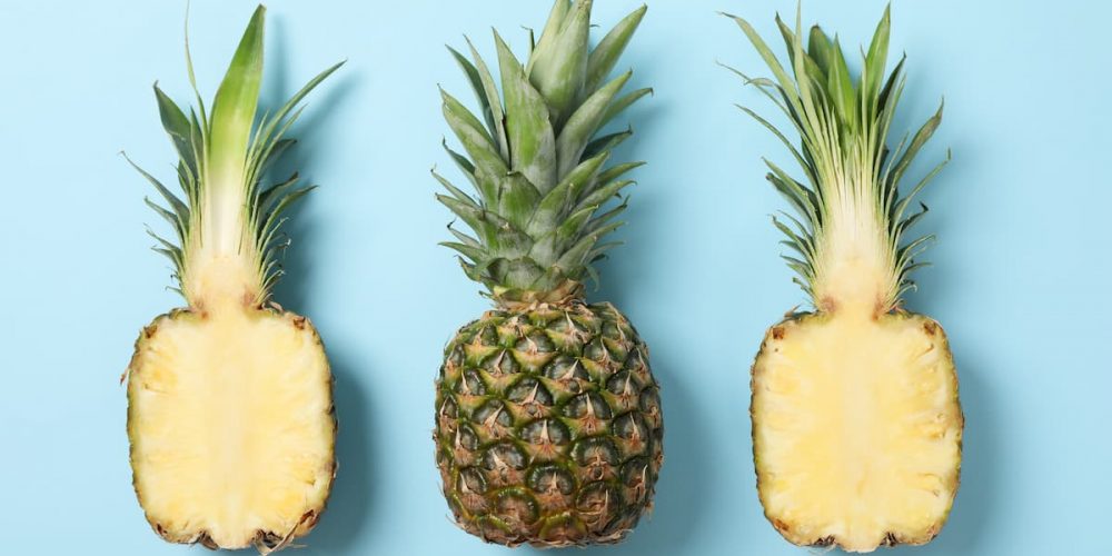 pineapples on blue background