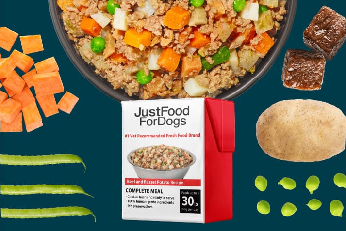 A box of pantry fresh turkey and whole wheat macaroni recipe next to a bowl of the recipe with fresh ingredients displayed around the bowl